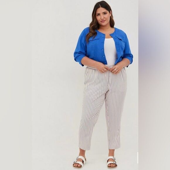 Torrid Relaxed Taper Stretch Challis High-Rise Tie-Front Pant Size 1 - Picture 1 of 9